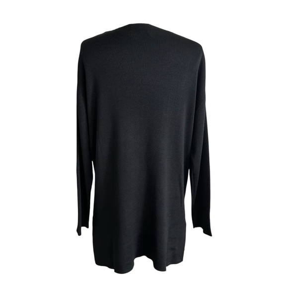 Vintage 90s Belford 100% Silk Black Longline Cardigan Sweater Minimalist Classic - Picture 6 of 16